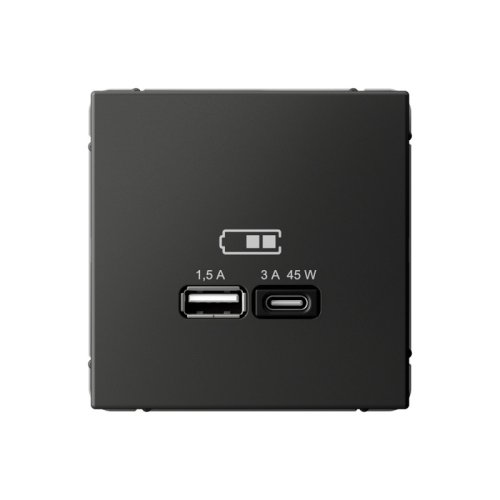 Розетка USB тип A+С без рамки Systeme Electric ArtGallery  2-м. 45Вт высокоскор.заряд. базальт картинка